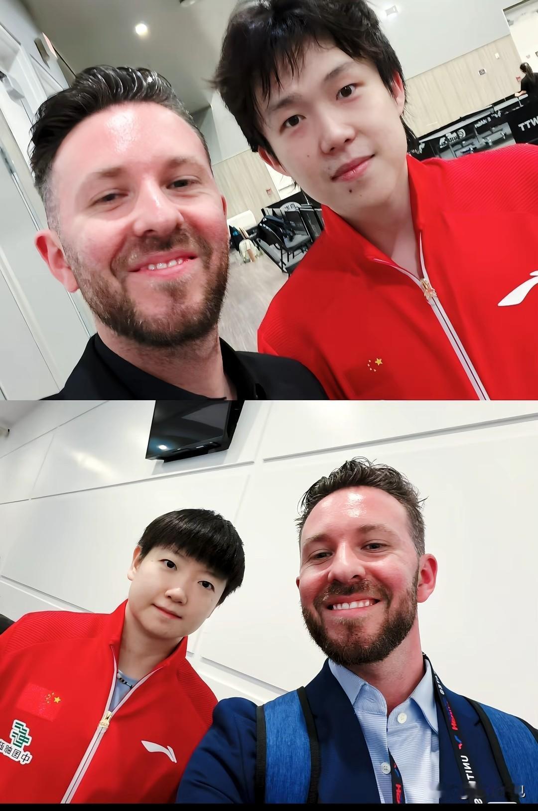 集齐合影了老外解说员Joe是WTT官方解说员，英文解说很激情很专业，伦敦世乒赛