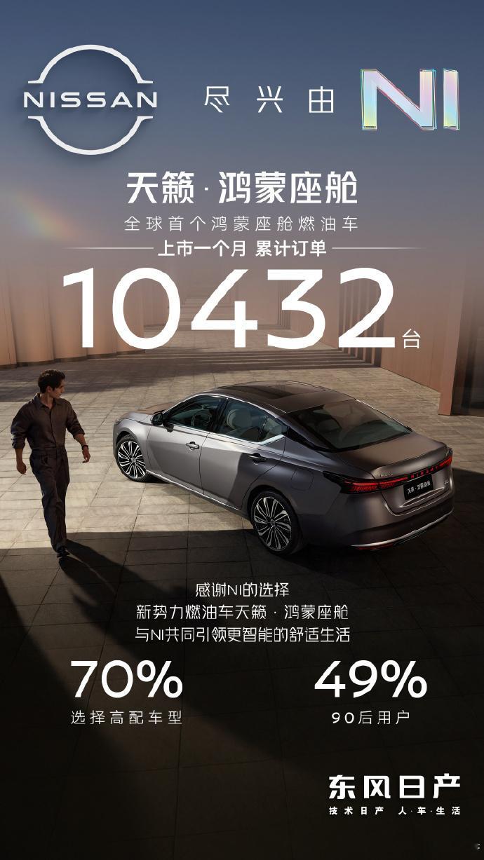 天籁・鸿蒙座舱上市一个月累计订单突破10432台这两年，让尼桑找到自救之路了