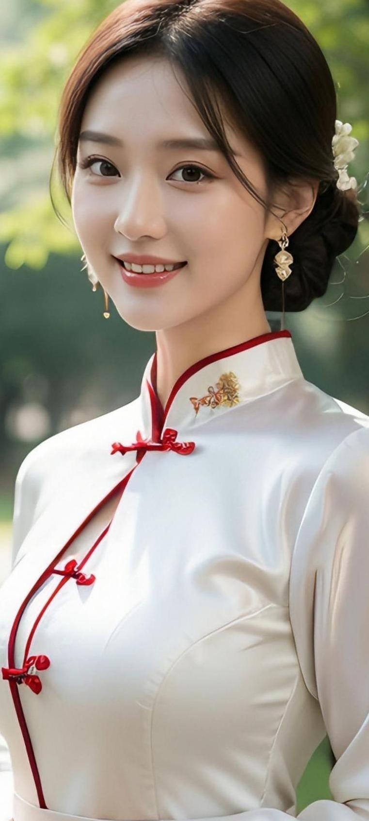 温婉优雅的汉服美人，笑靥如花，