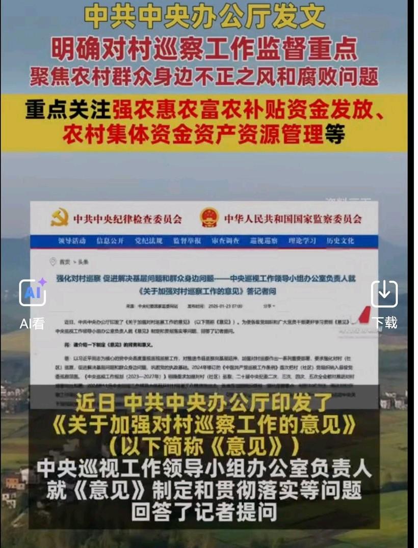 《我发现：农村巡察动真格！4大监督重点直指农民“钱袋子”和“心窝子”》