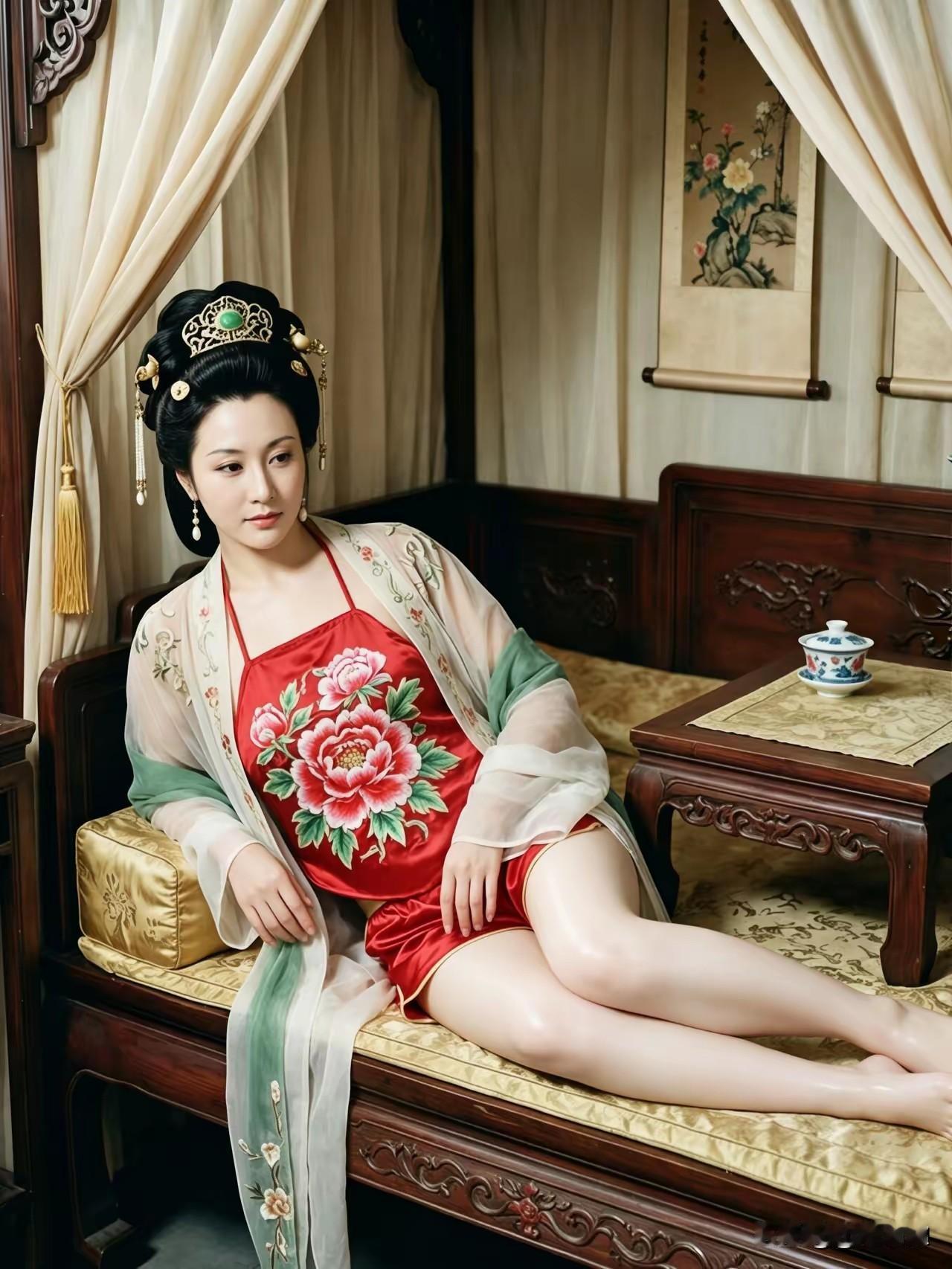 在古代这罗汉床也是茶空间，一画一茶一人，是休憩的好地方！