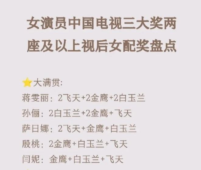 内娱有9个女演员仅差一座白玉兰就电视剧三大奖满贯了但是其中有五六个已经退圈或者