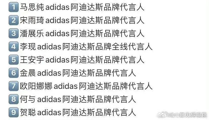 河堤阿迪全系代言人！目前应该算最高title，全系和全线哪个高