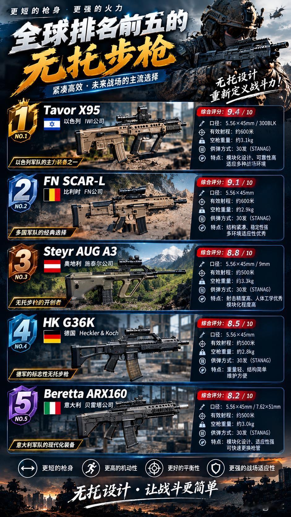 全球五大无托步枪全球排名前五的无托步枪，到底谁最强？第5名，Beretta