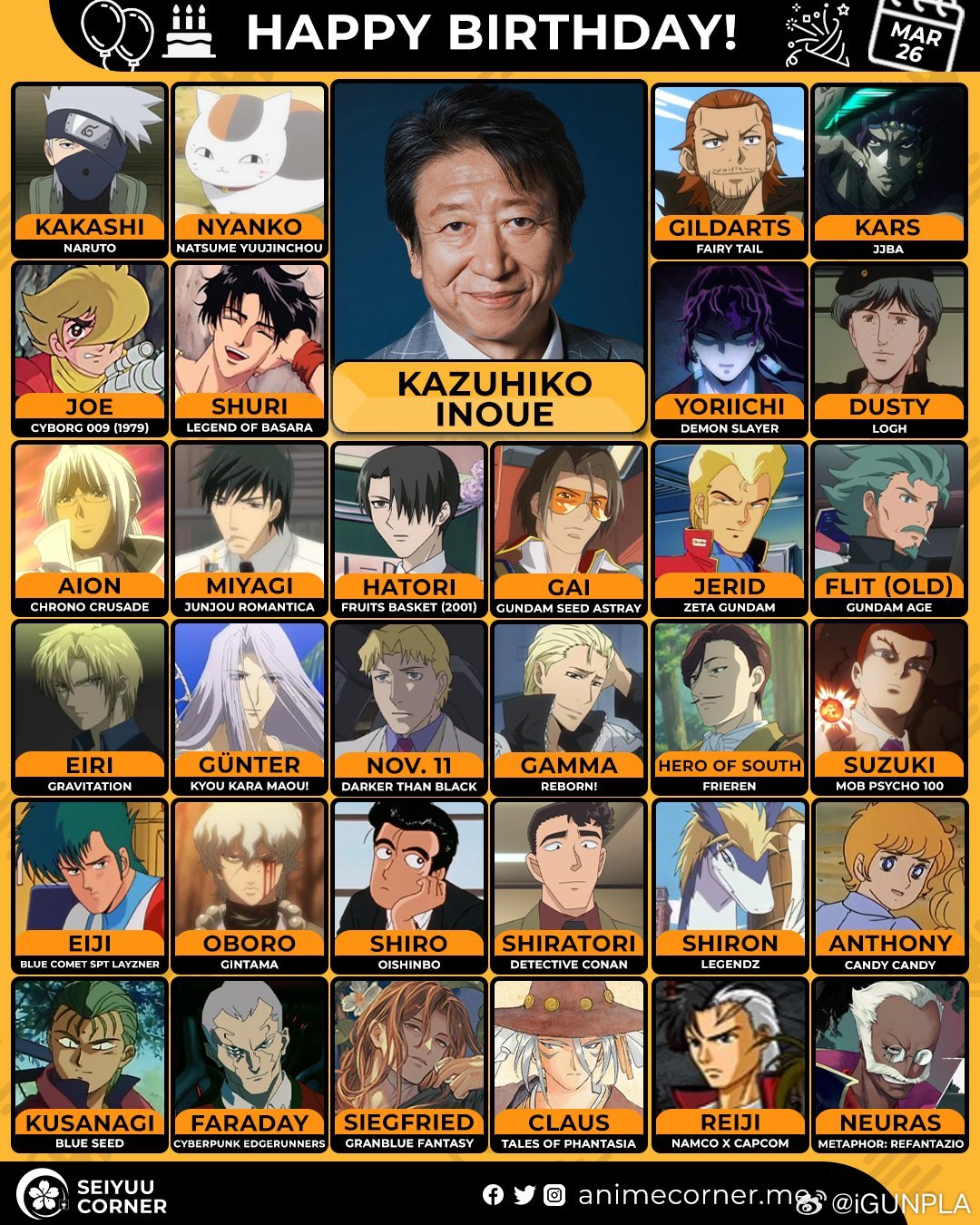 今天是声优井上和彦（1954/3/26-）72岁的生日高达一人来一句台词——