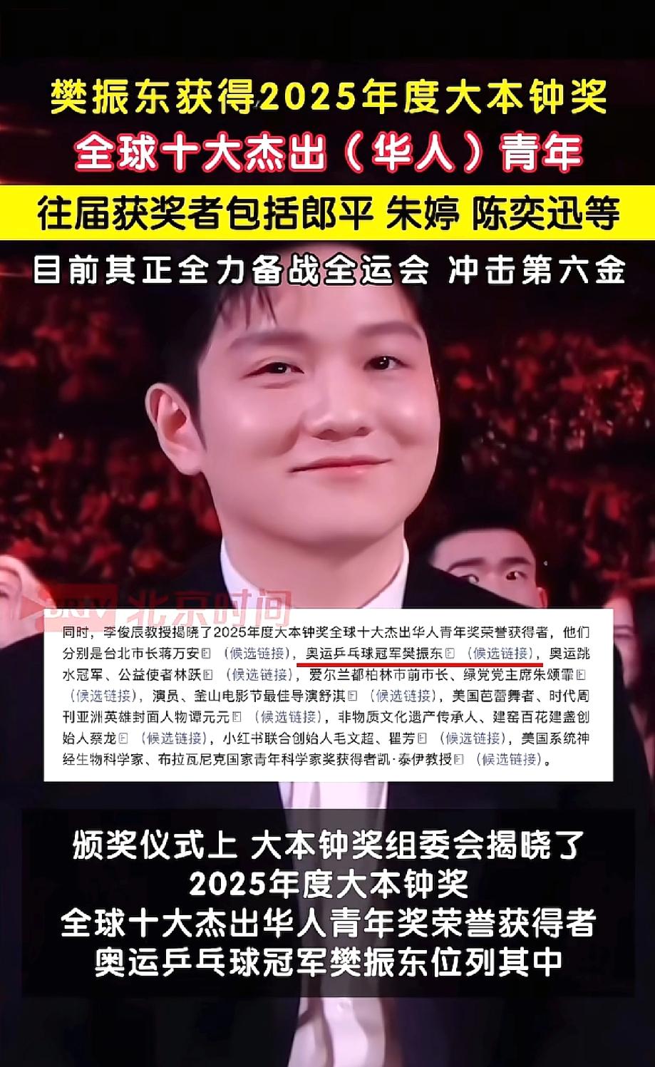 别再吐槽体育圈只剩“流量泡沫”了!樊振东刚拿下的大本钟奖,直接给“榜样”