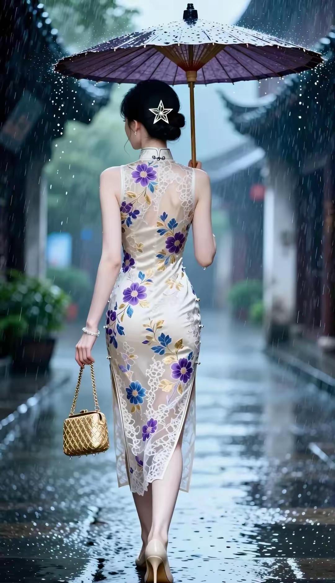 雨中漫步，撑伞漫步在古街，感受江南的诗意与浪漫。