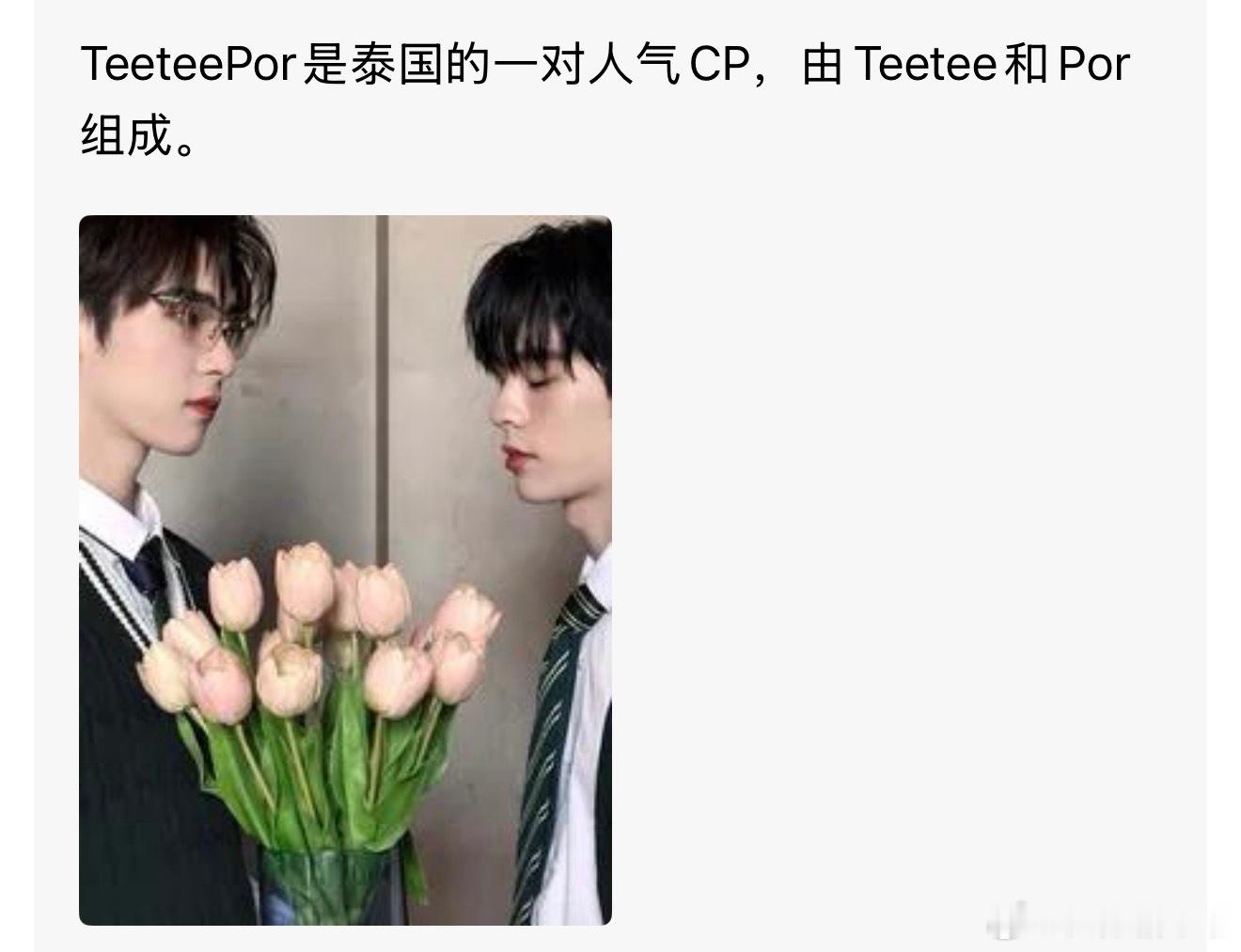 随便一个泰国明星都喜欢王一博果然是真的泰国cpTeeteepor说喜欢王一博：