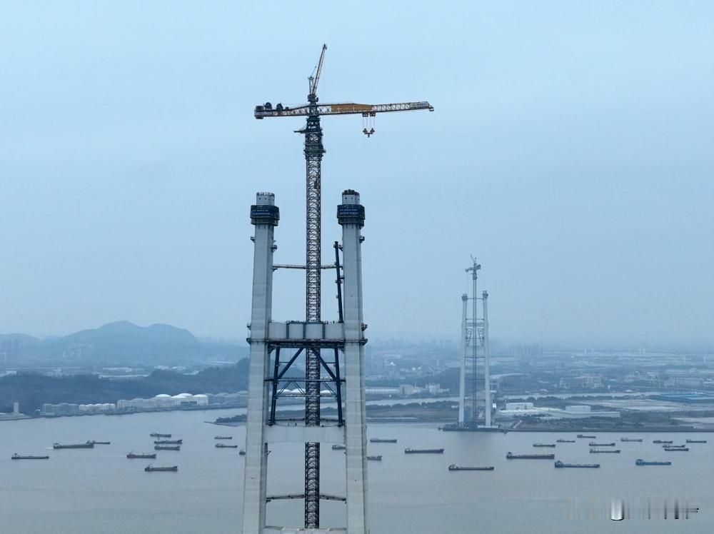 狮子洋通道狮子洋大桥T55节段成功吊装，主塔高度突破300米大关，项目迎来202