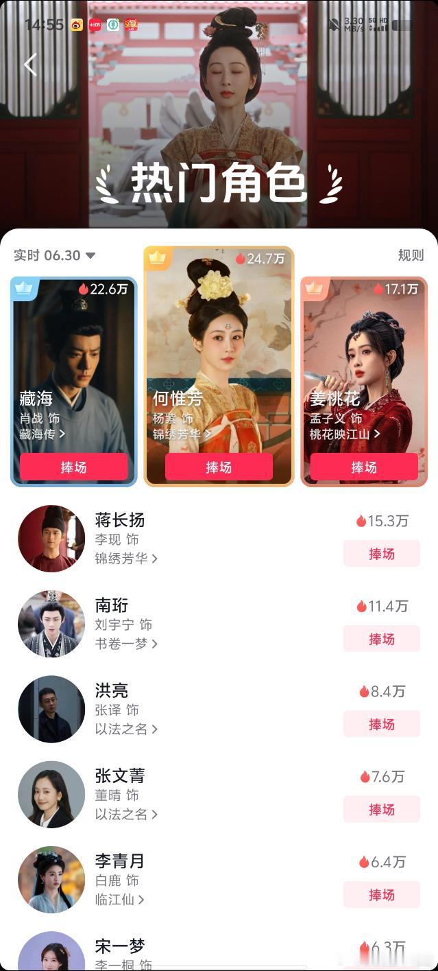 锦绣芳华开播口碑锦绣芳华何惟芳抖音角色榜排名第一了杨紫​​​