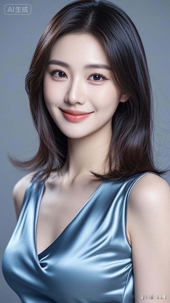 甜美笑容，温柔眼眸，AI生成的完美女神！😊✨