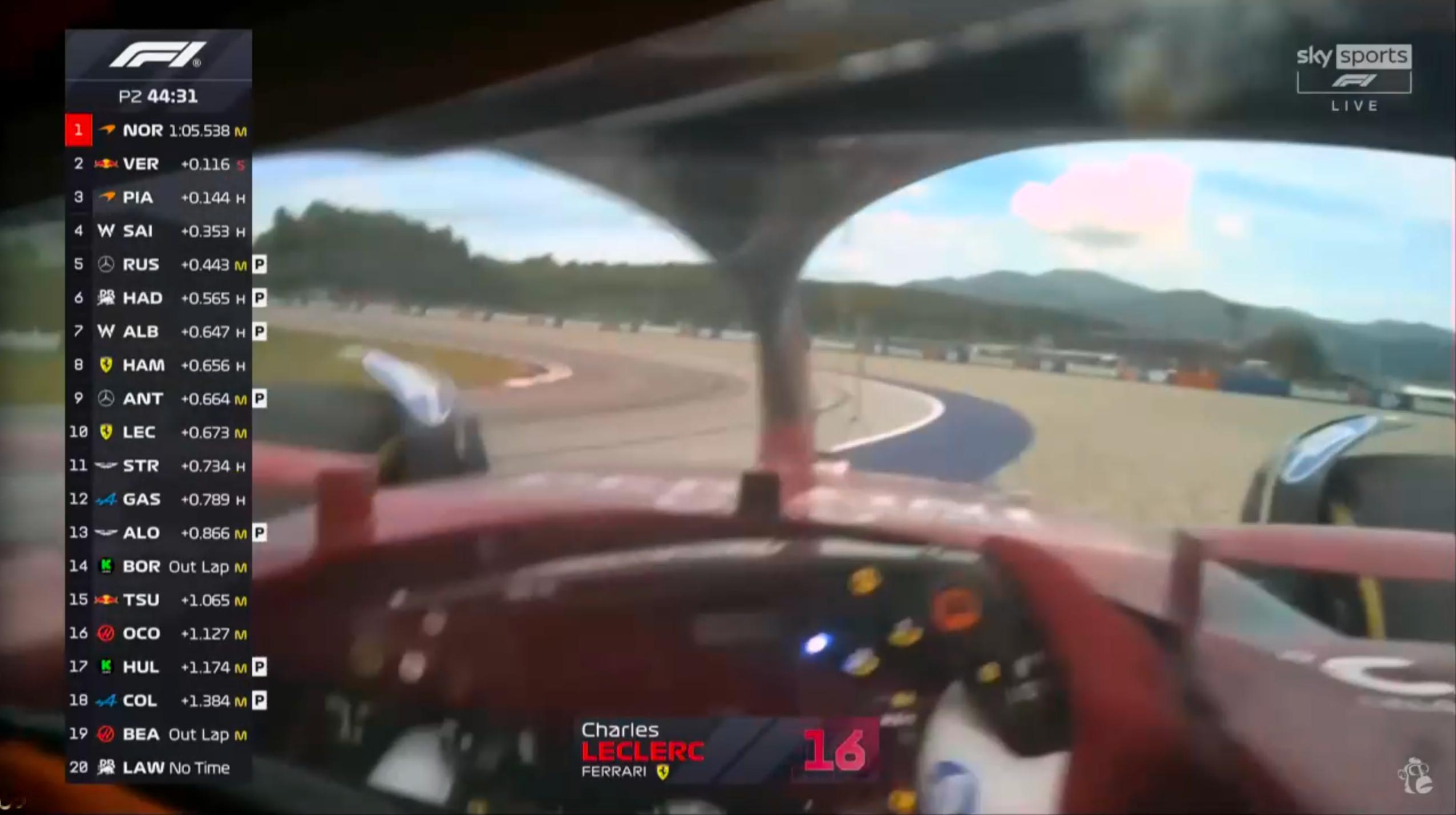 勒克莱尔刚刚在6号弯高速冲出赛道，还好没有撞F12025F1奥地利大奖赛​​​
