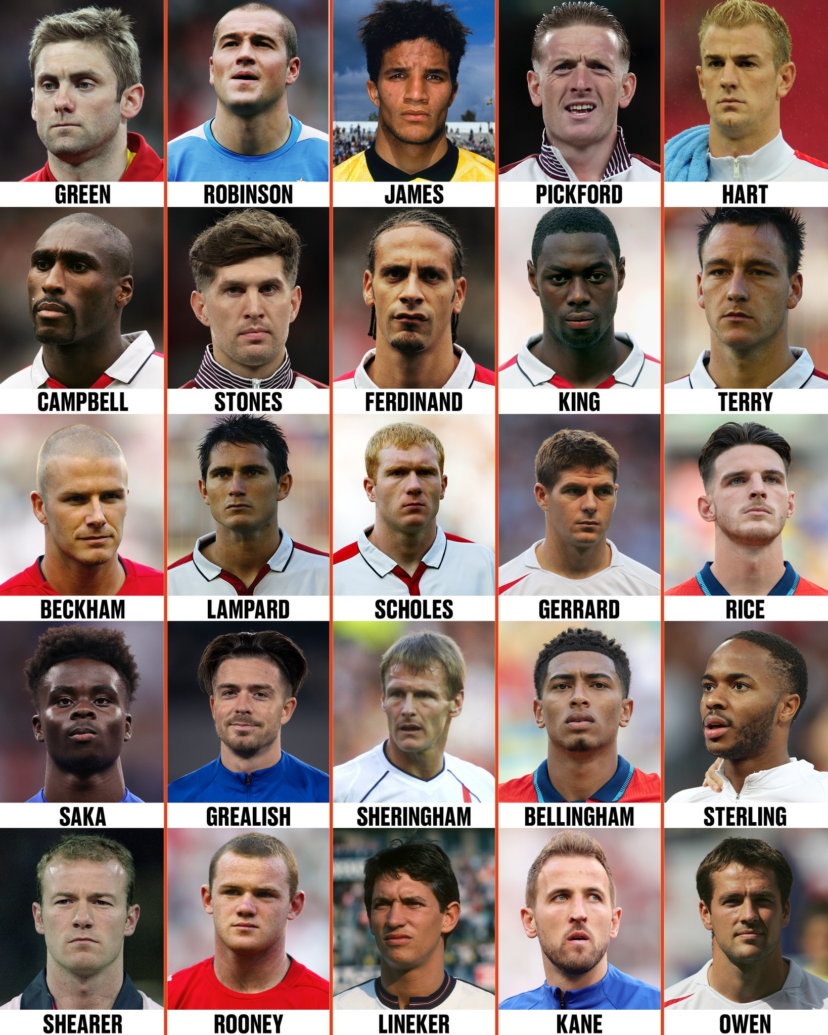 每一排选一位，组一个五人制球队！