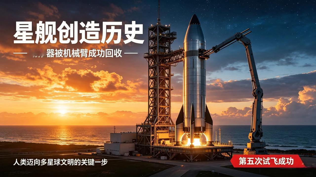 马斯克创造历史！星舰成功回收，火星稳了？爆了！刚才SpaceX星舰第五次试飞，