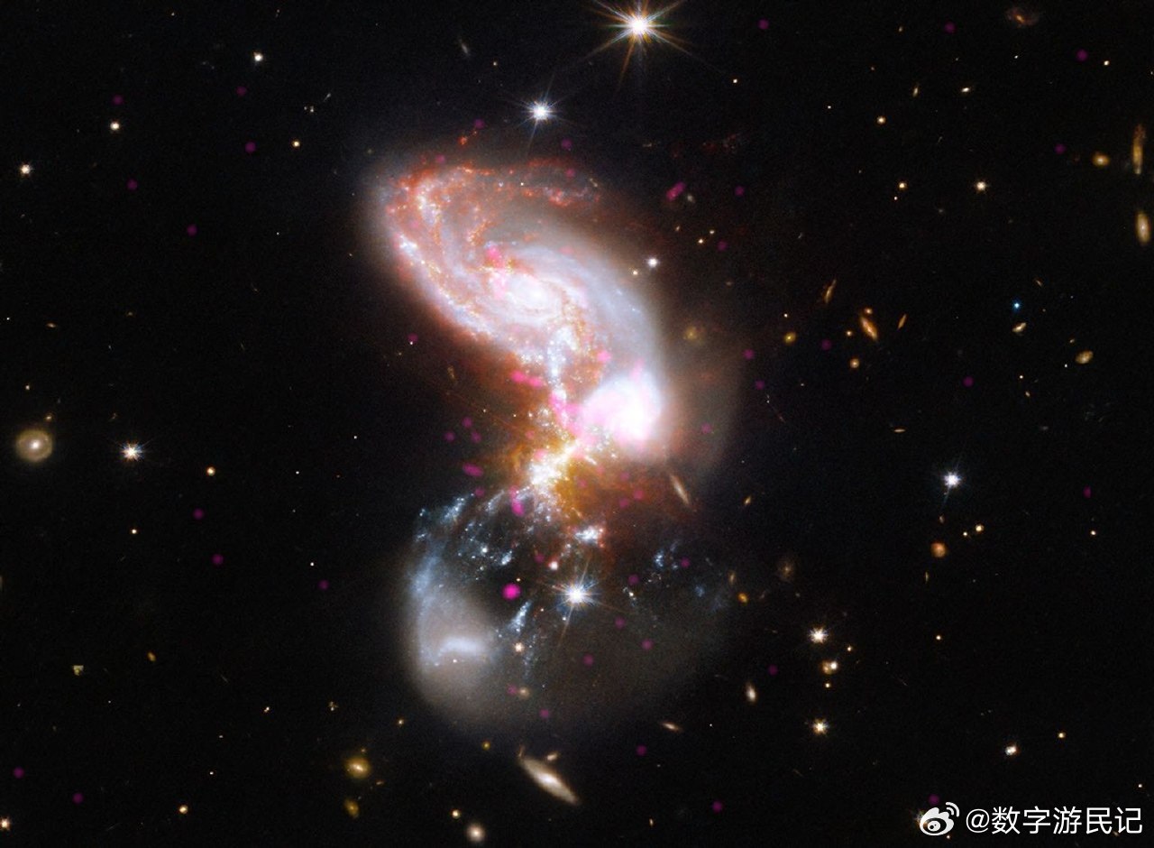 宇宙碰撞IIZw096：当星系在X射线、光和红外热中相撞✨在飞马座星