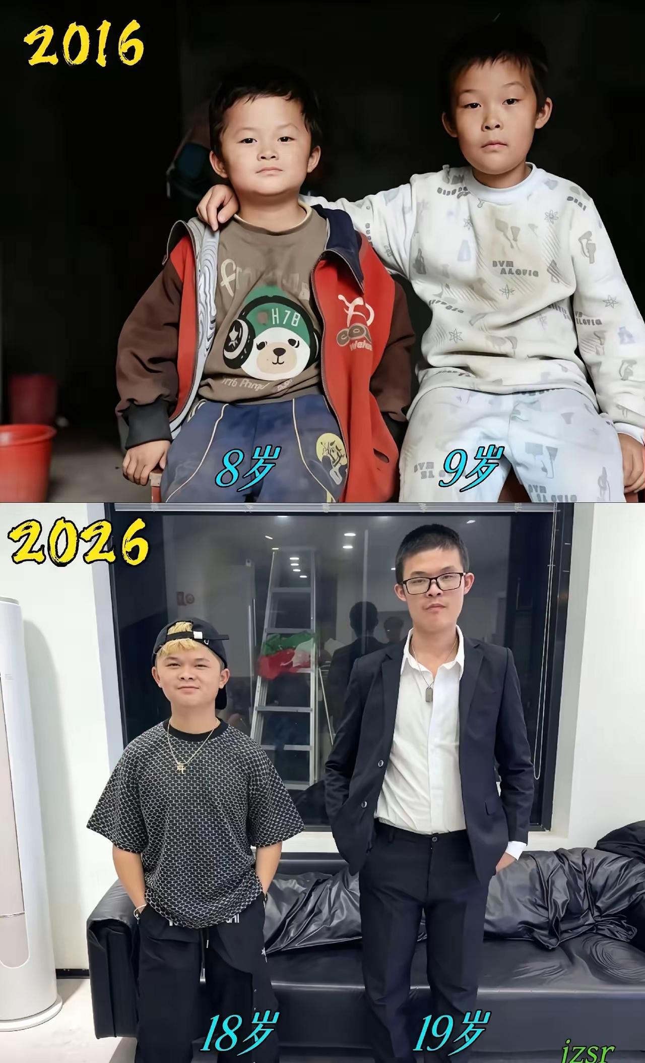 10年时间弹指一挥间，兄弟两都长大成人了，现在看来两人生活状态，已经慢慢到了生活