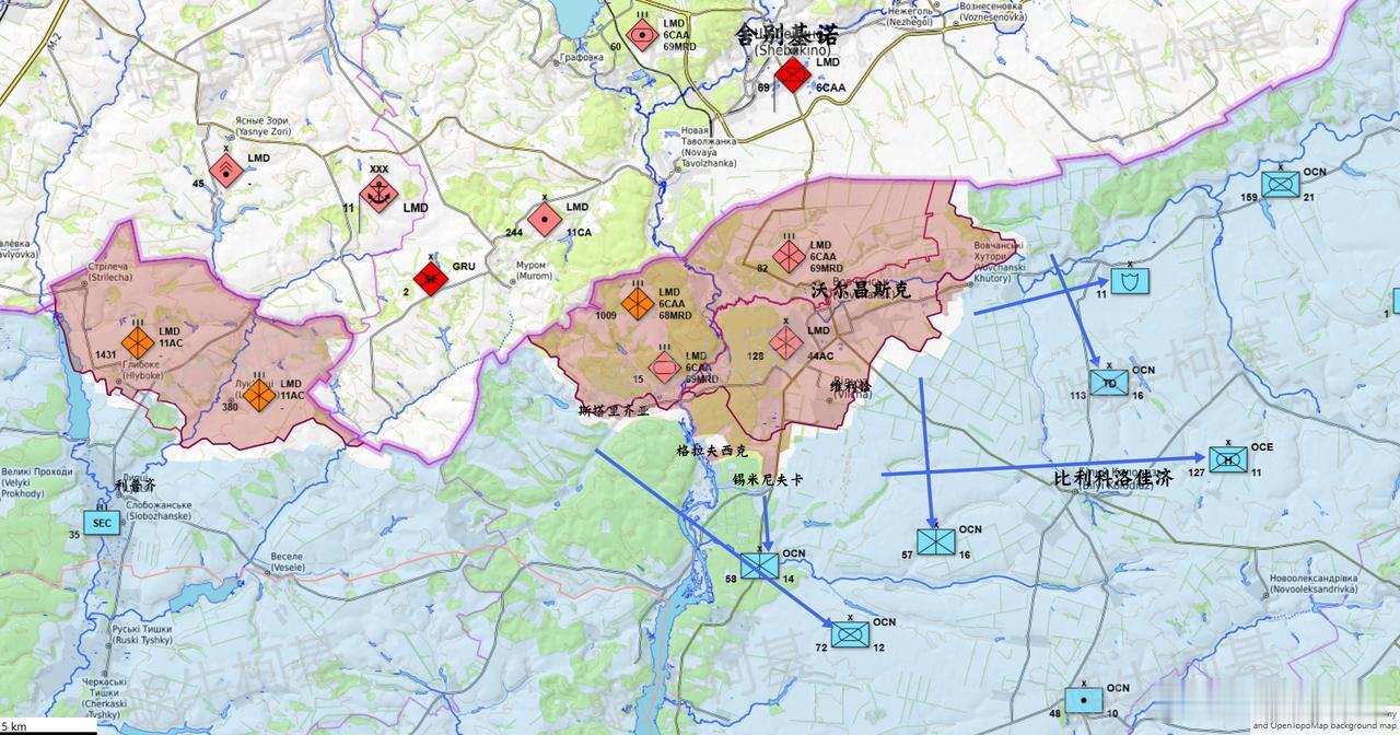 图1这是什么情况，虽然没看太懂，但大受震撼，沃尔昌斯克一线的乌军集体大逃亡了吗？