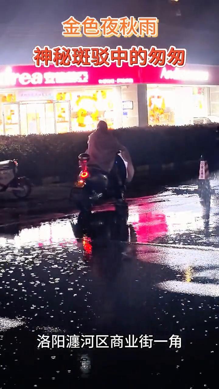 金色夜秋雨，神秘斑驳中的勿匆。洛阳瀍河区商业街一角。