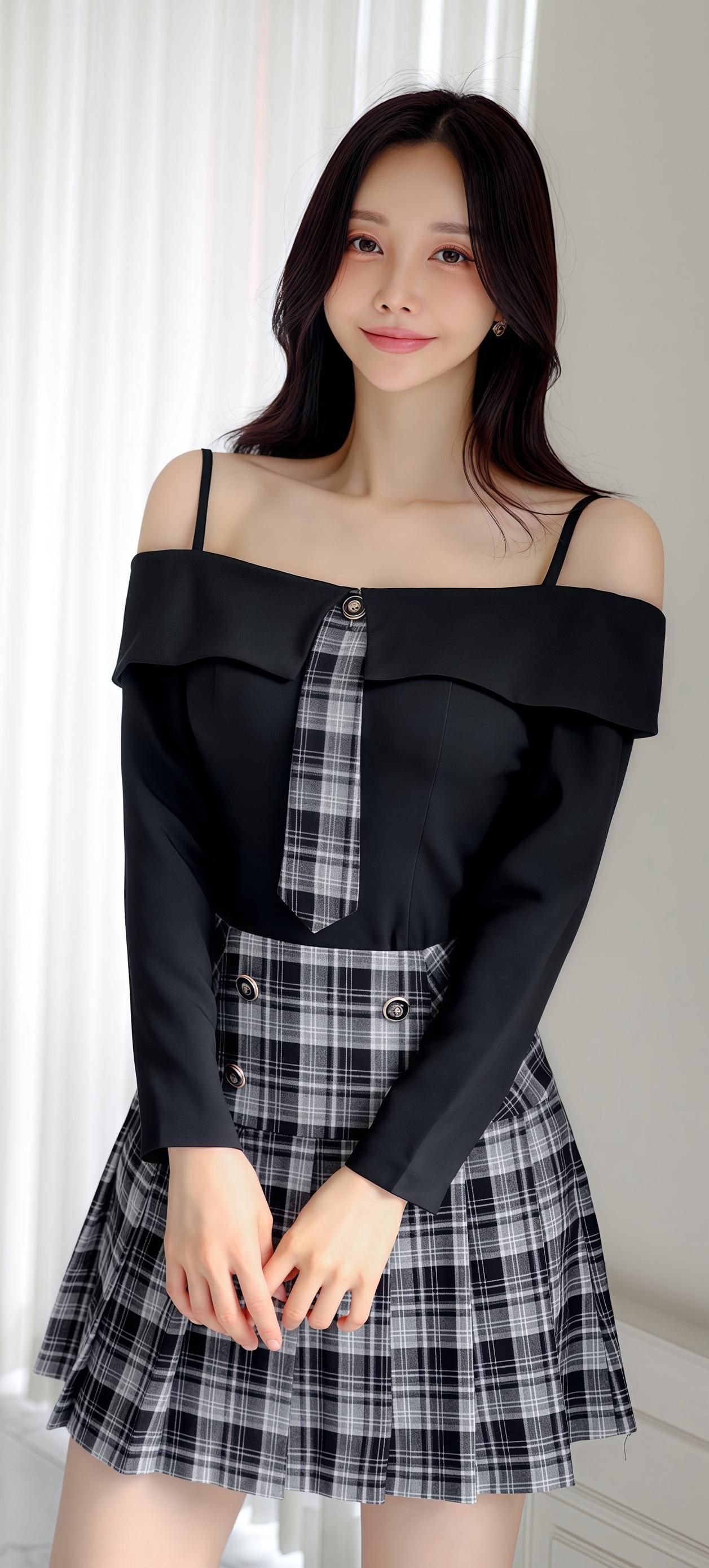 甜美学院风穿搭，黑白色调，少女感十足！💕