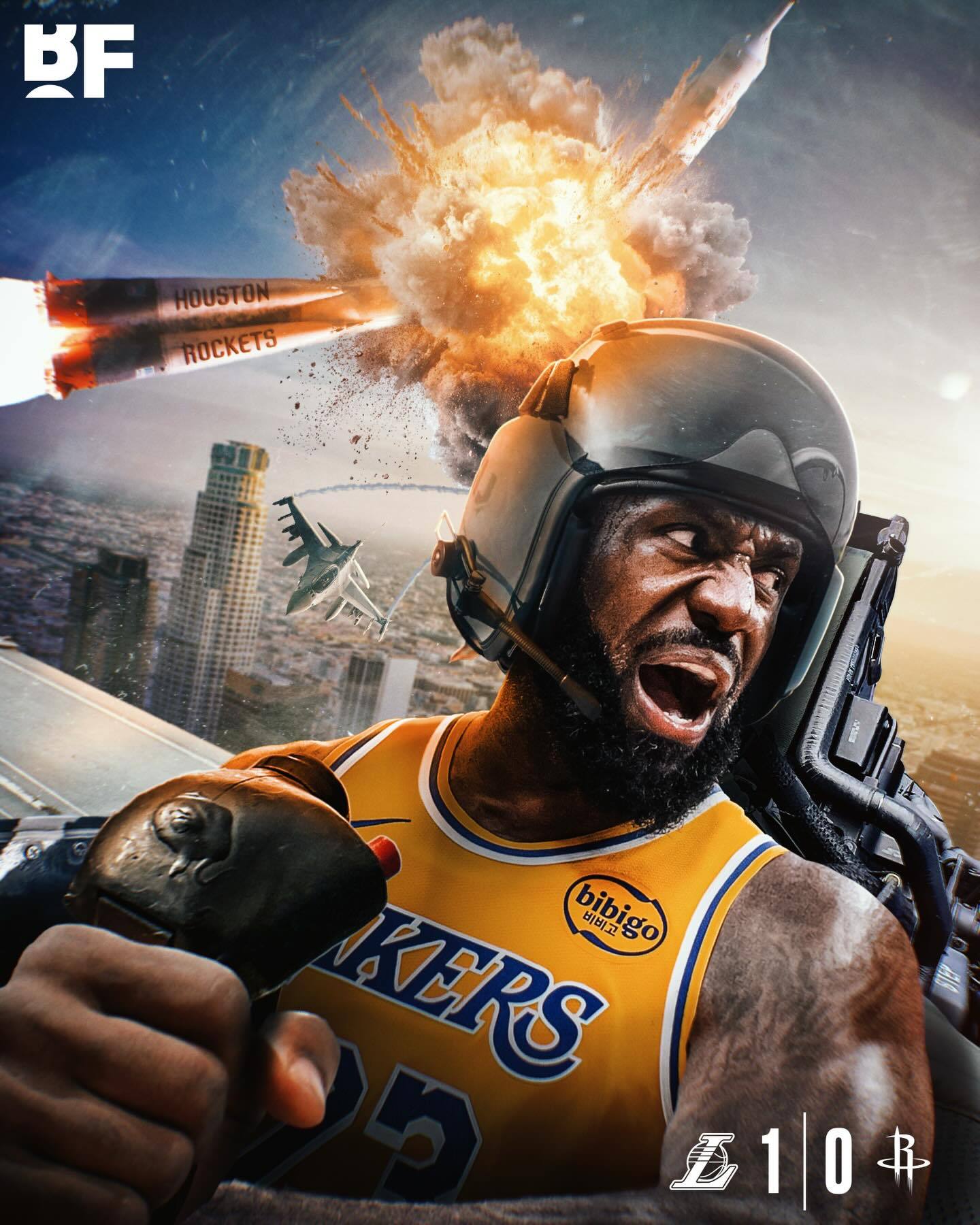 意不意外？湖人战胜火箭，系列赛1比0！！！——肯纳德，27分4篮板3助攻——詹姆