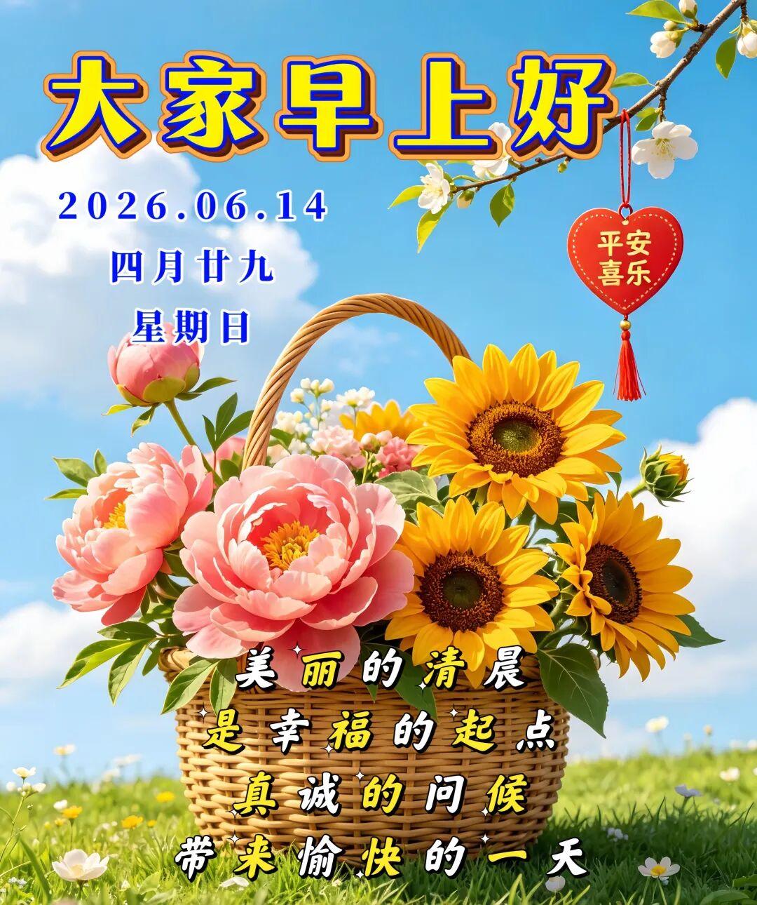 日出相伴，快乐满怀，🌅幸福相随，温暖常在。❤️一份惦念日日相伴，🌻一份健康久