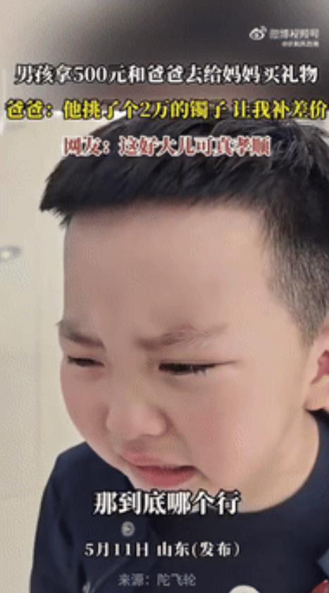 “笑发财了！”山东一男孩带着500元和爸爸去逛商场，结果非要闹着买个20000元