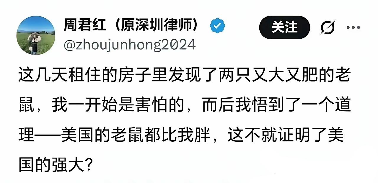比磁吸太后还能舔的人出现了：美国的老鼠比我都胖，这不说明了美国的强大？最近一