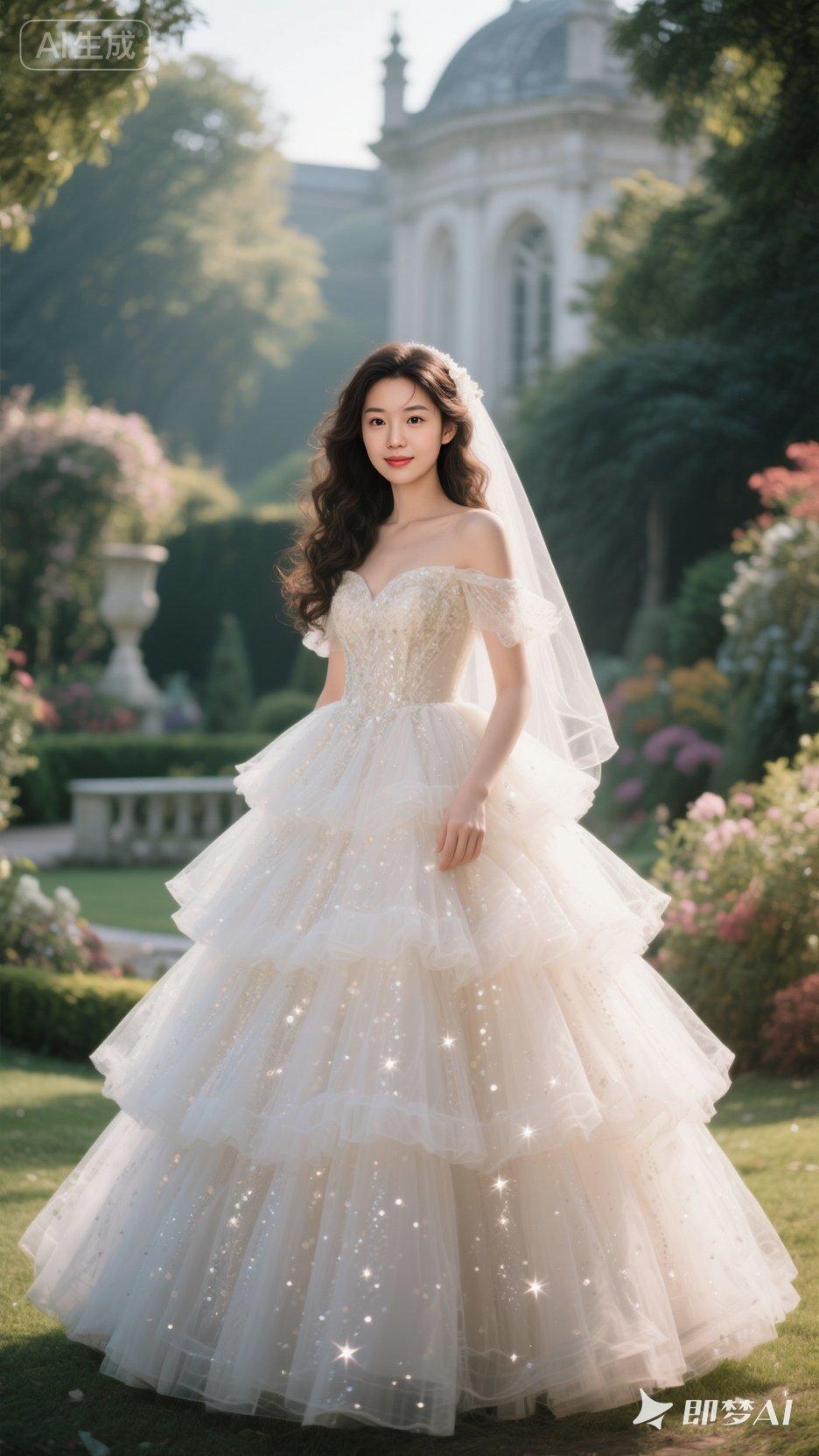 梦幻婚纱照，优雅在花园中绽放