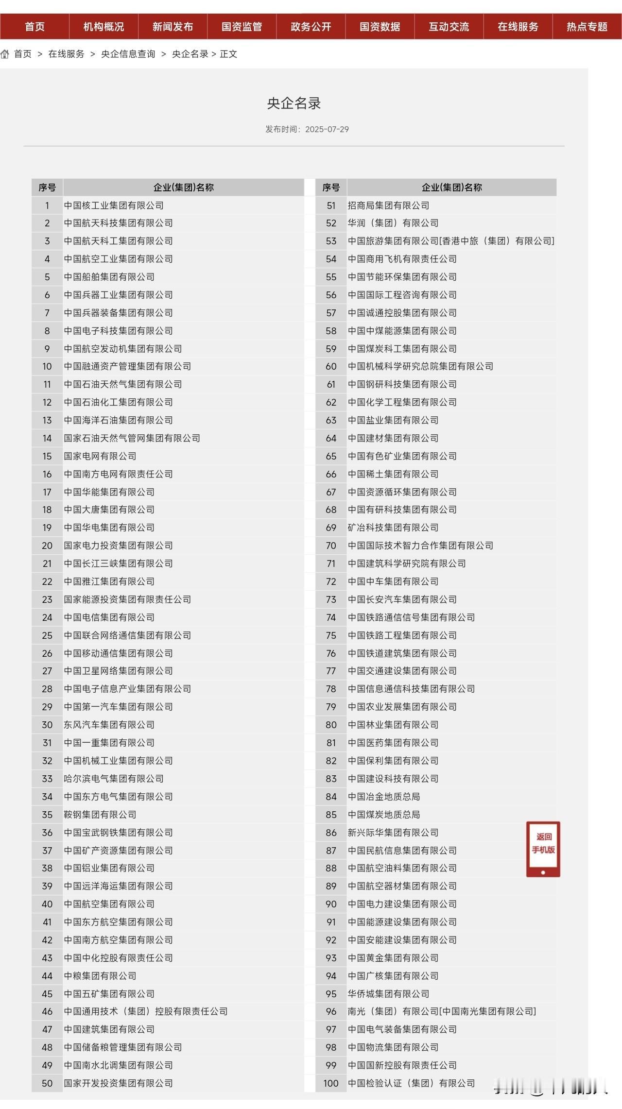 国务院国资委管理的央企目录前十家都是涉军央企国企央企
