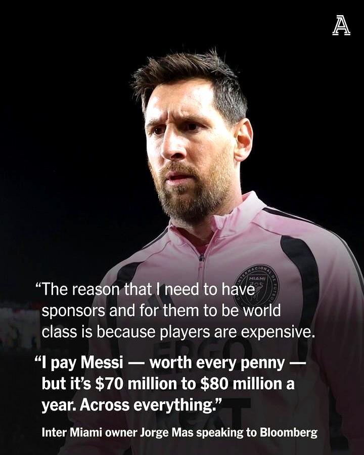 给梅西开8000万年薪，迈阿密老板说每一分都赚。梅西基本工资其实只有120