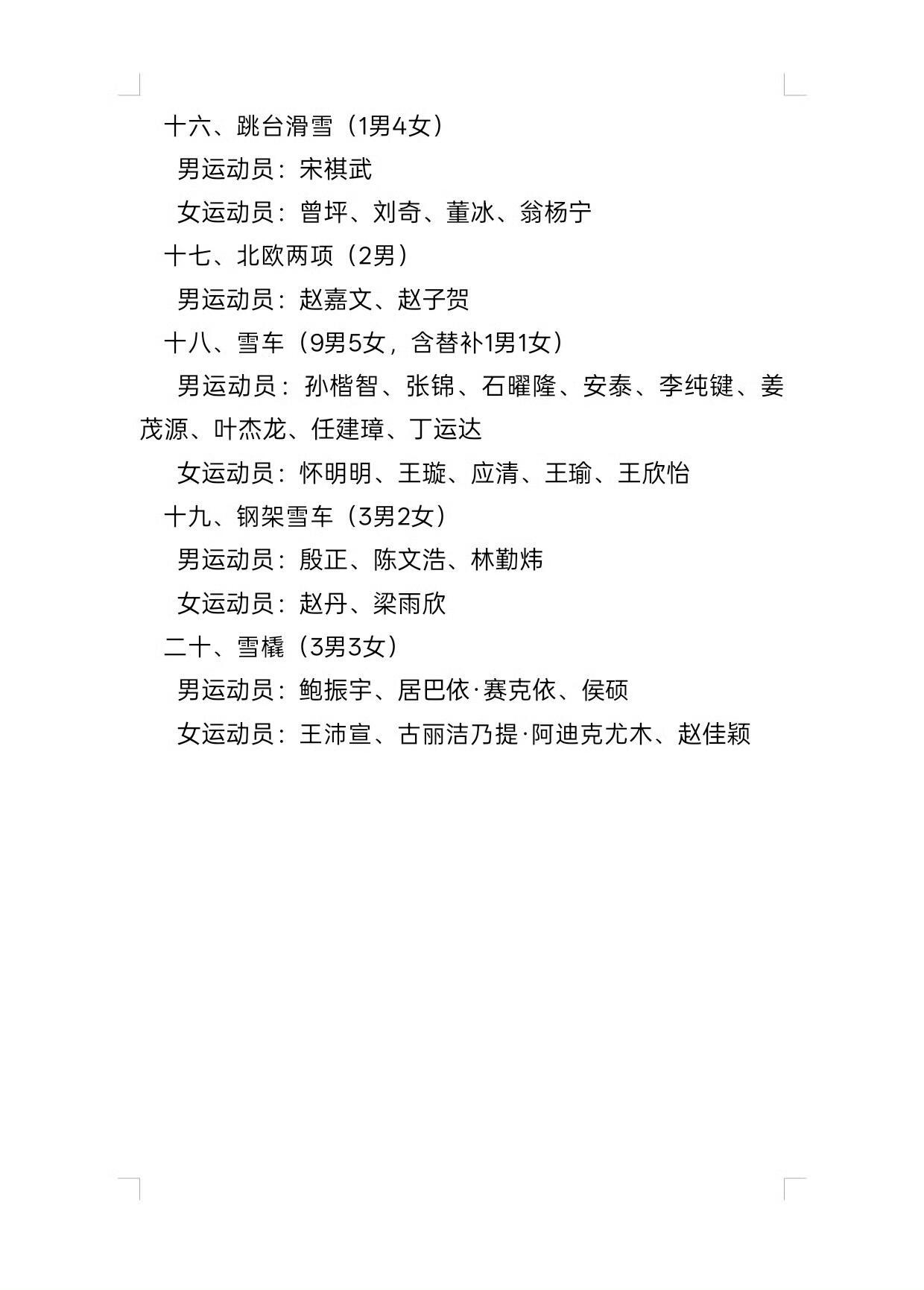 米兰冬奥会参赛运动员公示，短道速滑男运动员：孙龙、刘少昂、林孝埈、张柏浩、李文龙