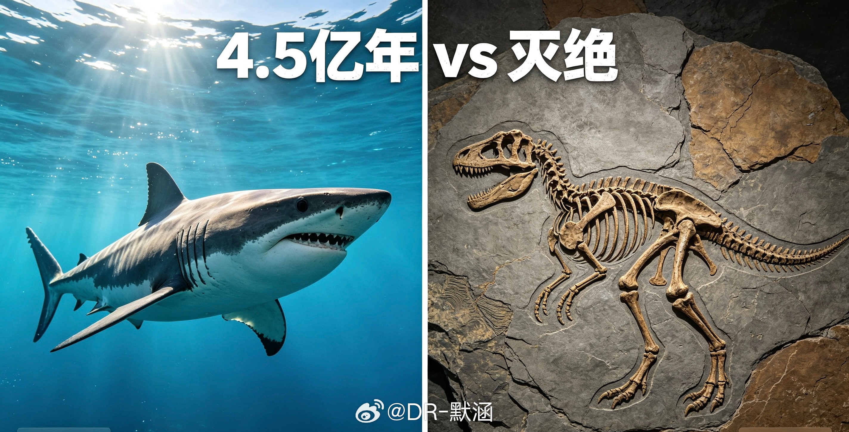 鲨鱼比恐龙还古老，它在地球上已生存了4.5亿年，比恐龙早了1.9亿年，甚至比树木