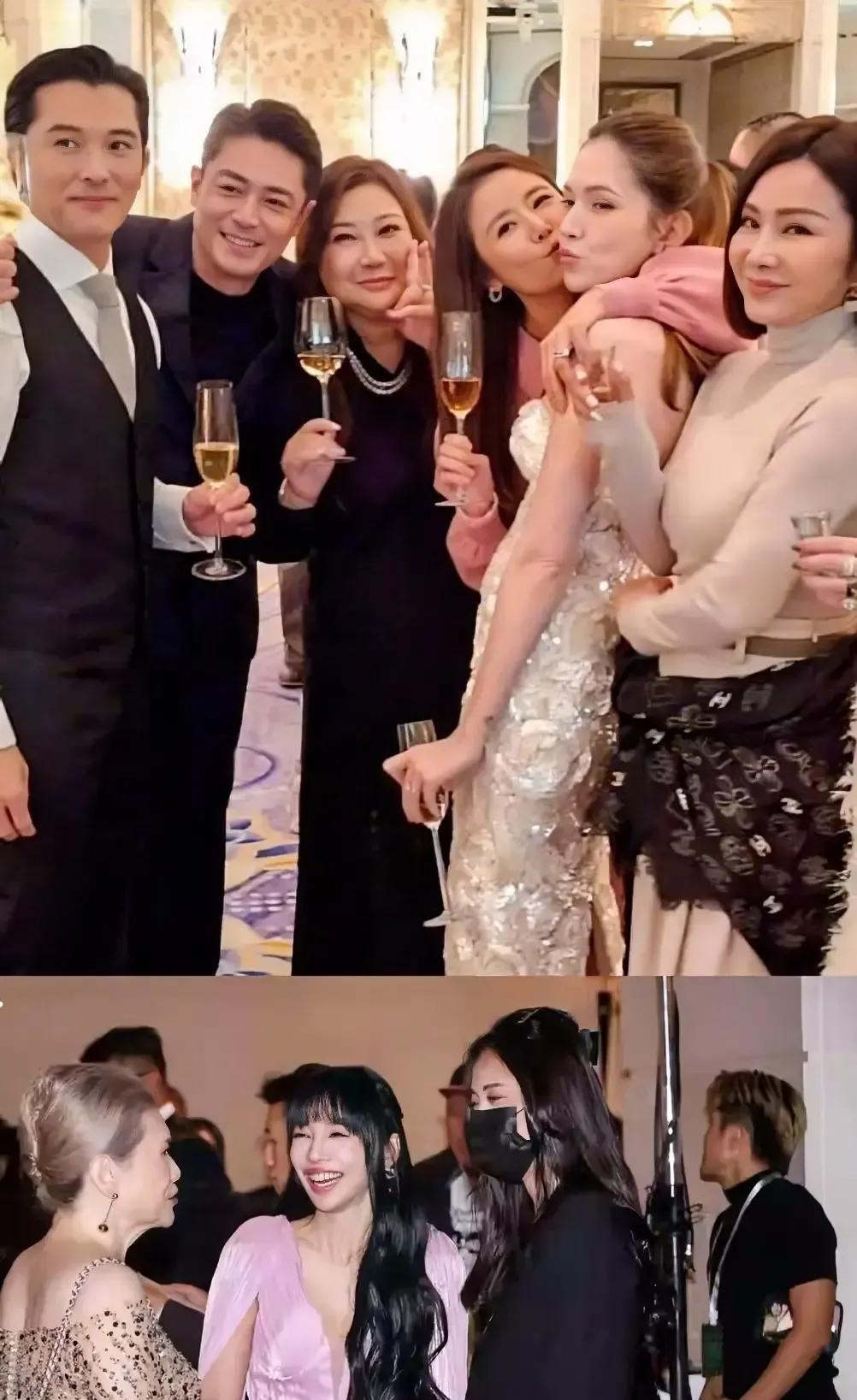 邱泽许玮甯大喜的日子，李靓蕾这身深V高开衩粉裙属实有点“喧宾夺主”了，现在全网都