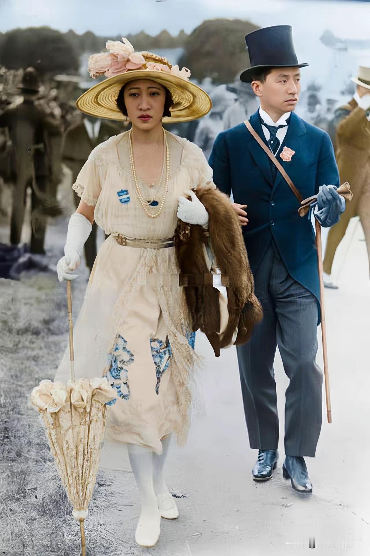 1921年，地点英国伦敦，顾维钧和黄蕙兰结婚照片。顾维钧是民国时期驻英大使，
