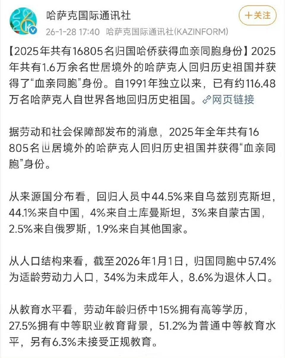 哈萨克斯坦自1991年独立以来，就制定政策欢迎并吸引全球各地哈萨克族人回归哈萨克