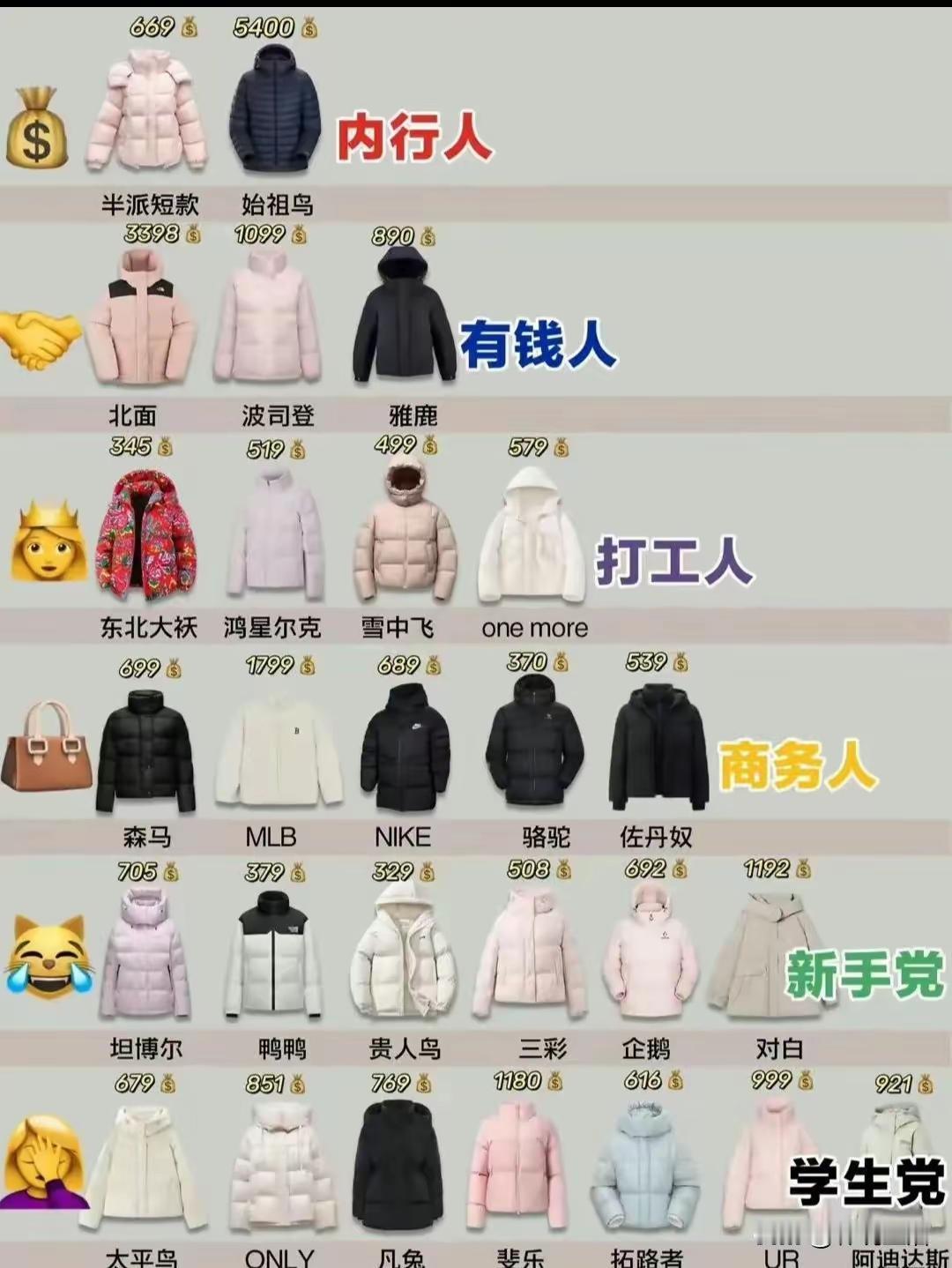 羽绒服居然还分“内行人款”“打工人款”“有钱人款”？看完分类我直接懵了，内行人狂