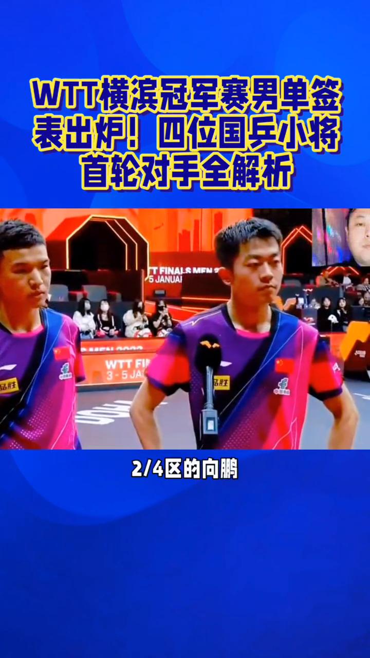 WTT横滨冠军赛男单签表出炉！四位国兵小将首轮对手全解析。WTT横滨冠军赛男单