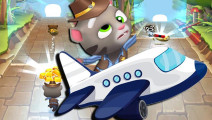 汤姆猫跑酷【388】升级牛仔飞机,收集金条