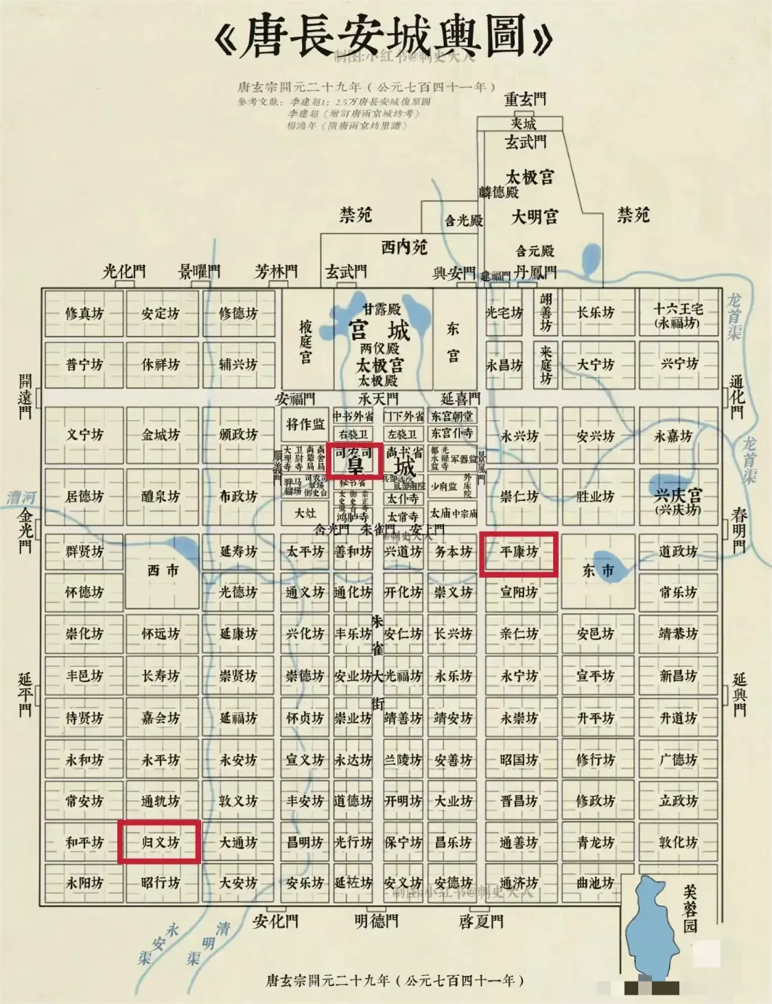 唐代长安城区的分布图！