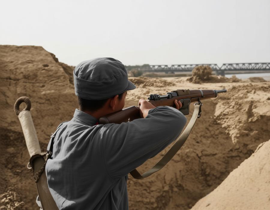 这张战地照片，定格了全面抗战爆发初期，国民革命军第二十九军战士在北平近郊的防御瞬