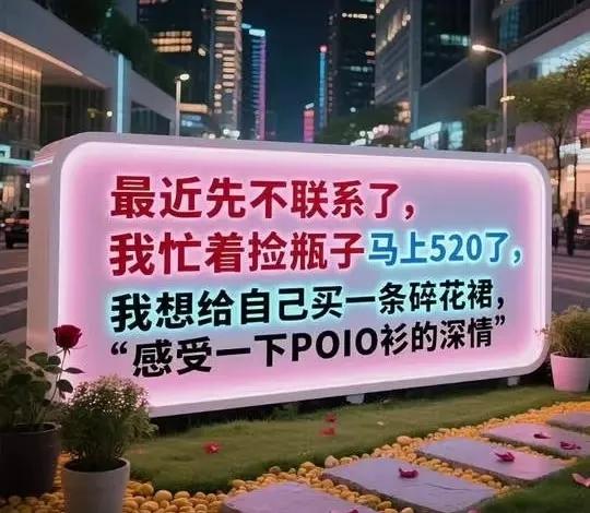 最近先不联系了，我忙着捡瓶子马上520了，我想给自己买一条碎花裙，“