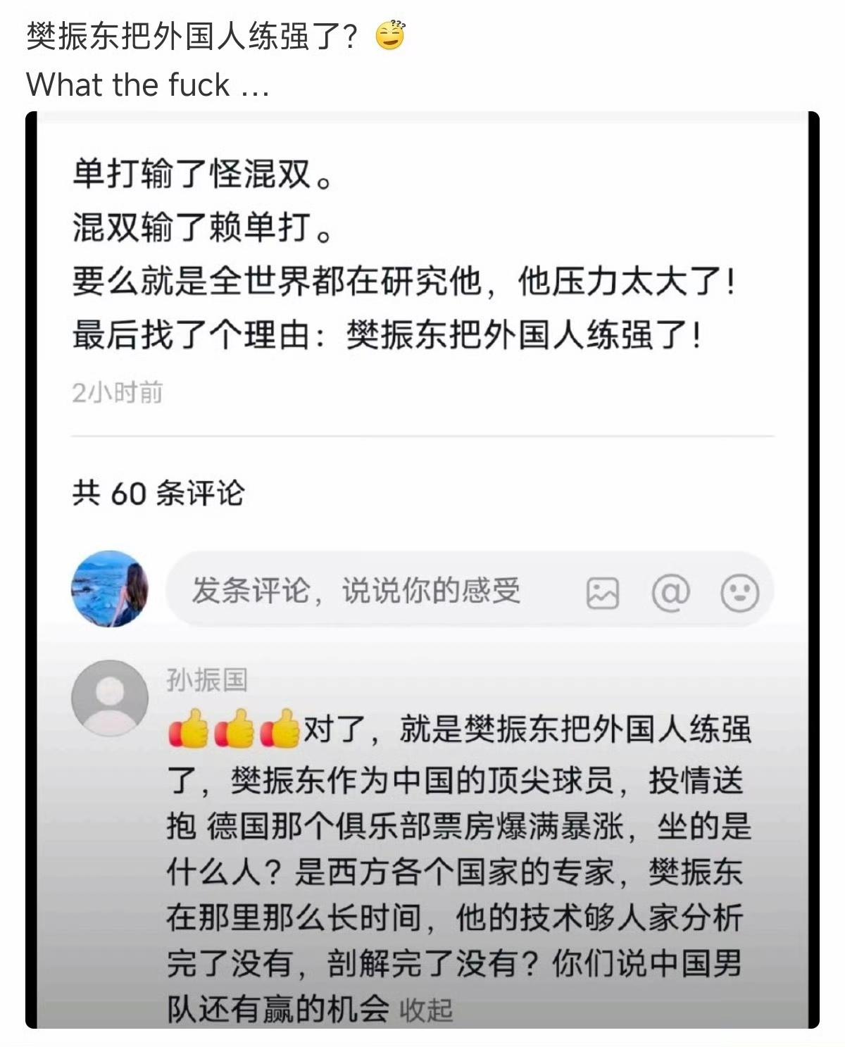 那问题来了樊振东入国家队至今同队的人未能学到解题方法这是为何？是因外协球员都拥有