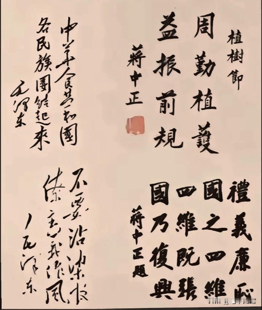 伟人和蒋中正的书法手迹，哪个更胜一筹