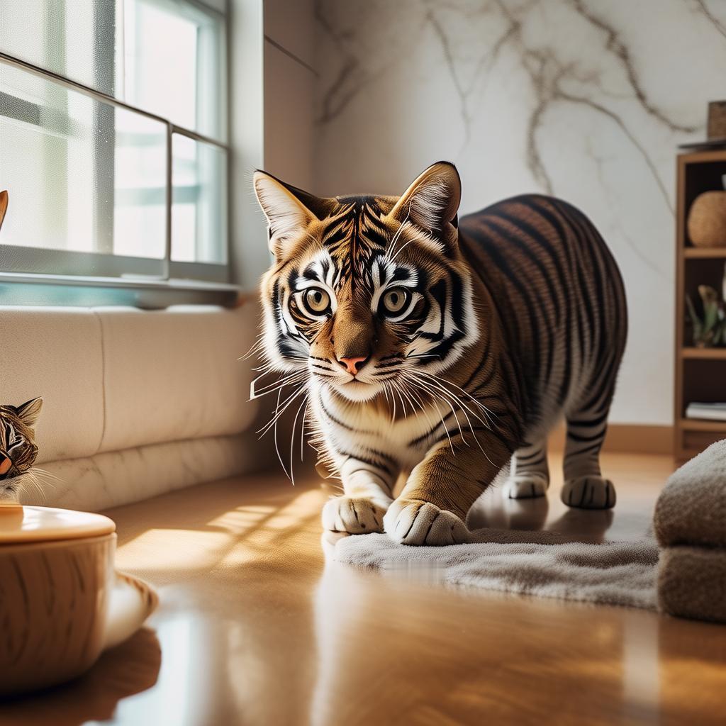 这个热点其实就是网友把家里的猫咪和老虎放在一起调侃，说猫虽然个头小，看着软乎乎、