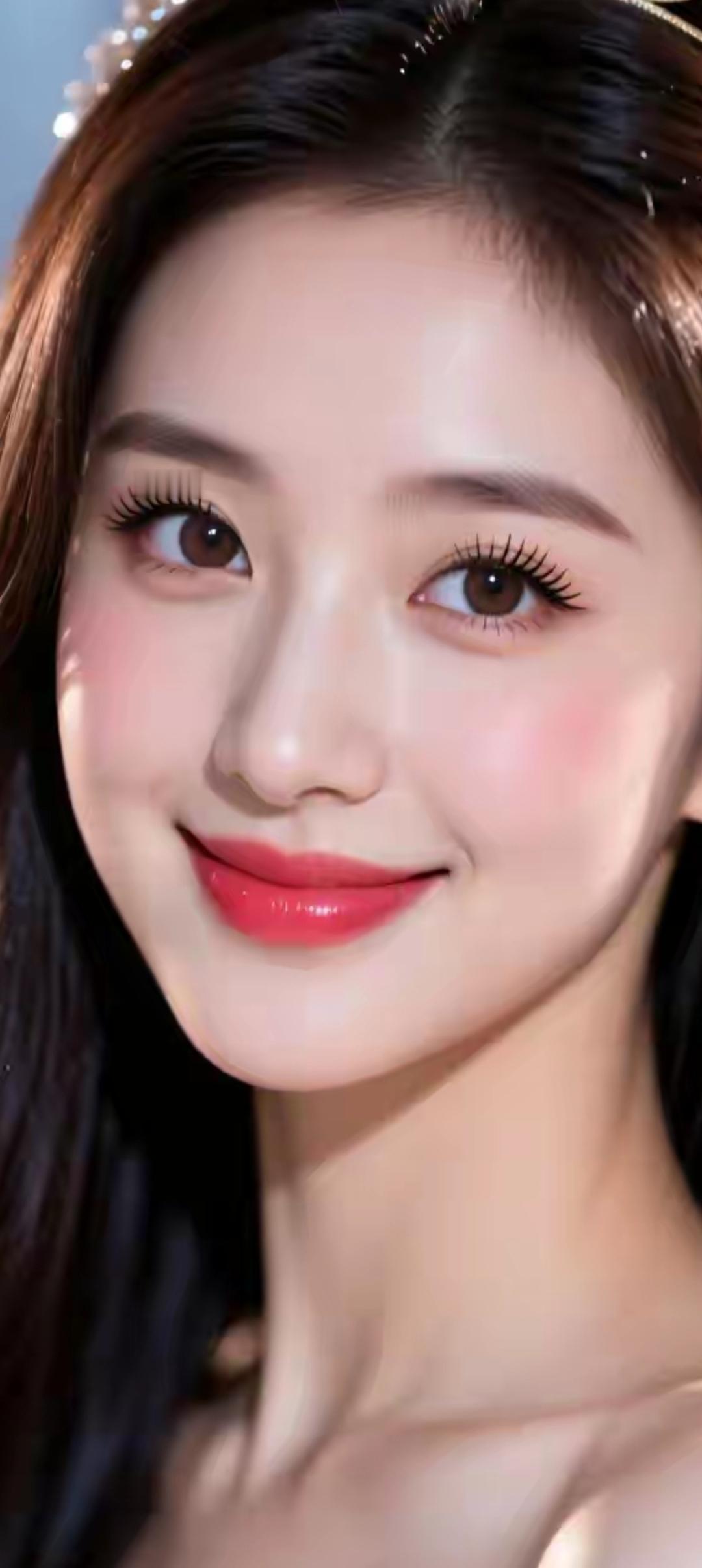 甜美笑容，红唇闪耀，优雅气质，女神范儿十足！💄✨