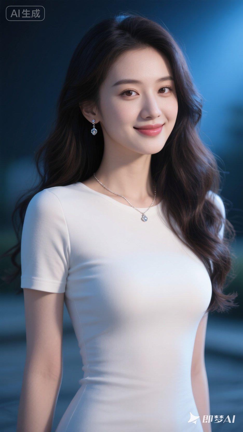 优雅白裙，甜美笑容，AI生成的完美女神！🌟✨