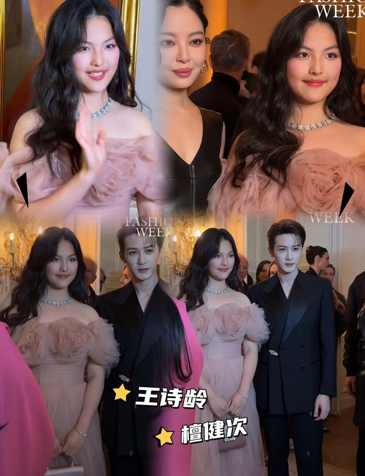 王诗龄穿苏绣裙子在巴黎背英文讲针法，老师没教她这么演作业。李湘一身红裙坐镇，女