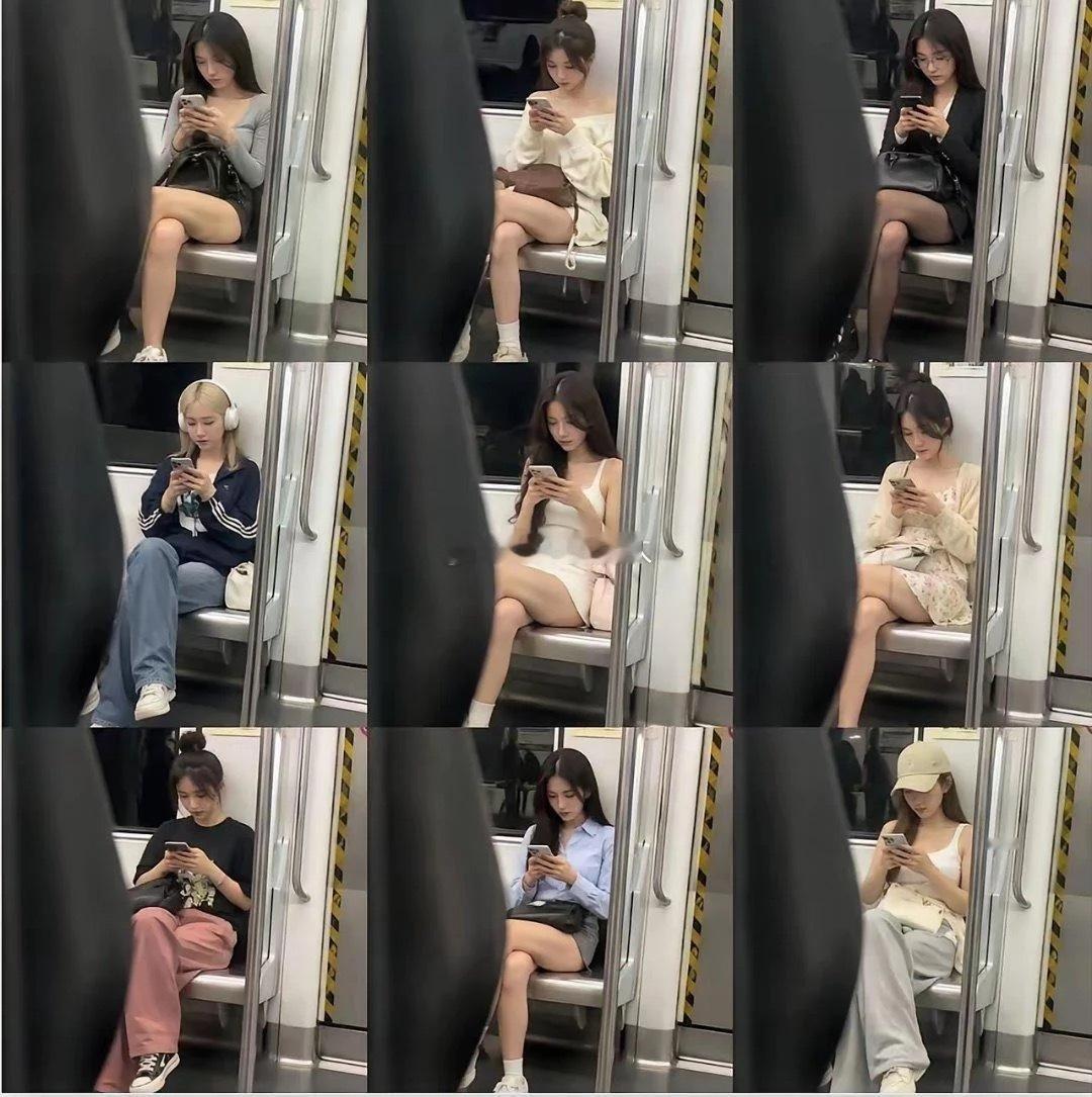 现在的小姑娘们坐姿可真固定