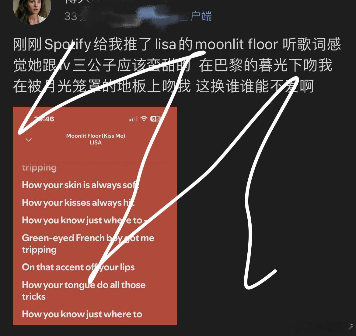 有时候挺无语的……但是娥要重申Lisa的《MoonlitFloor》跟xxx没