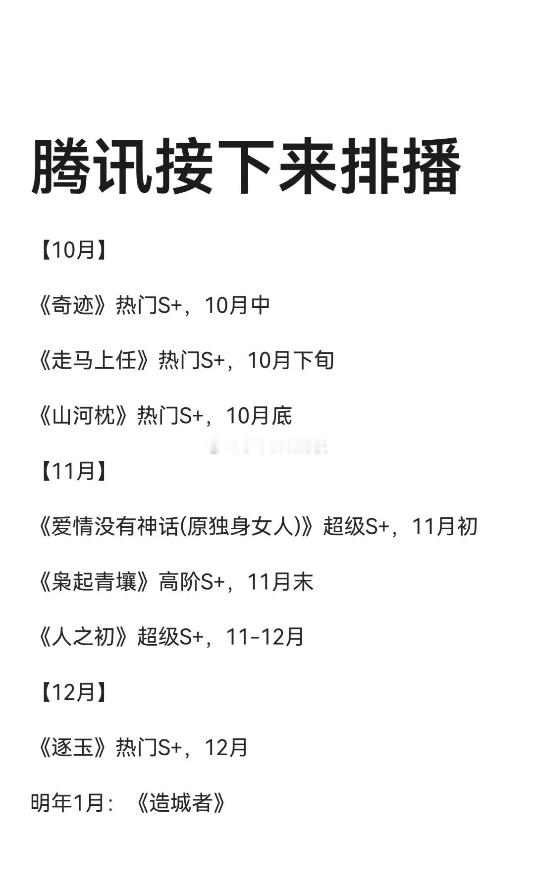 腾讯视频接下来排播，大家期待哪部？​​​